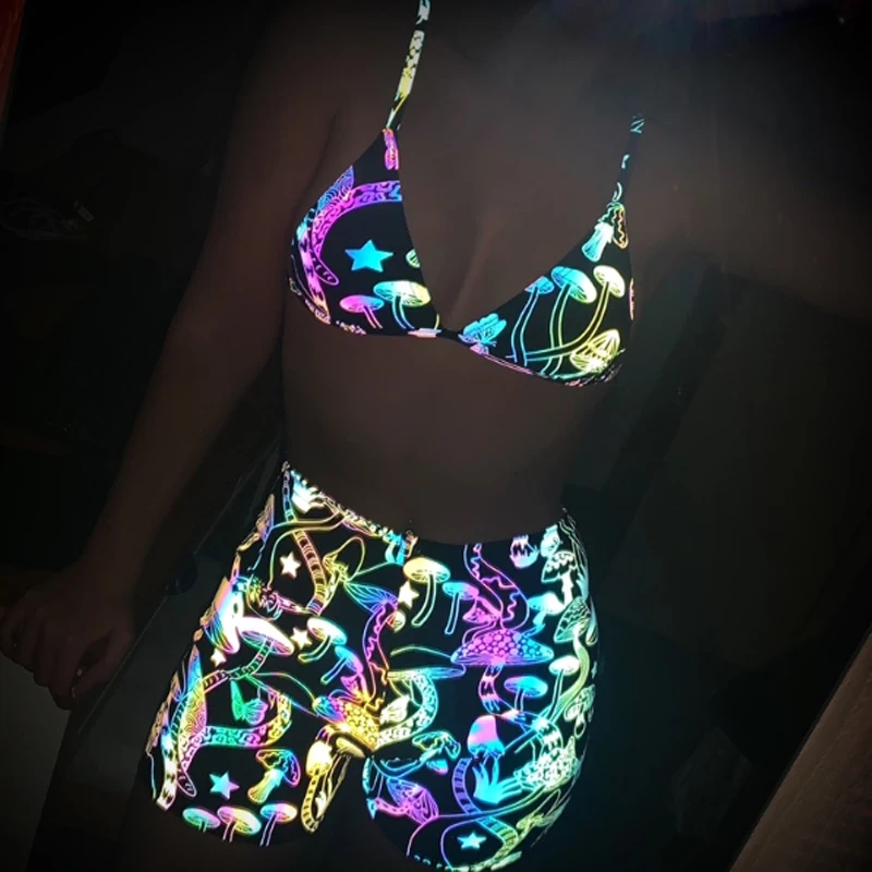 Custom printed spandex fabric rainbow reflective fabric for fashion suit