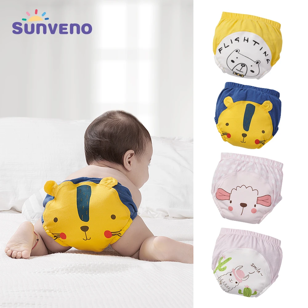 2pcs Sunveno Baby Training Pants Cloth Diapers Washable Reusable Newborn Diaper Toddler Panties Nappy Changing for Baby 6-36M