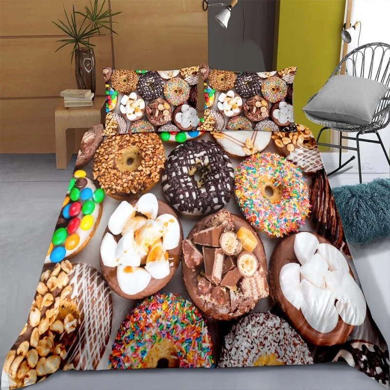 
Birthday cake 4 Pcs Bedsheets 100% Cotton Bedding Comforter Sets with pillowcase for home decor 