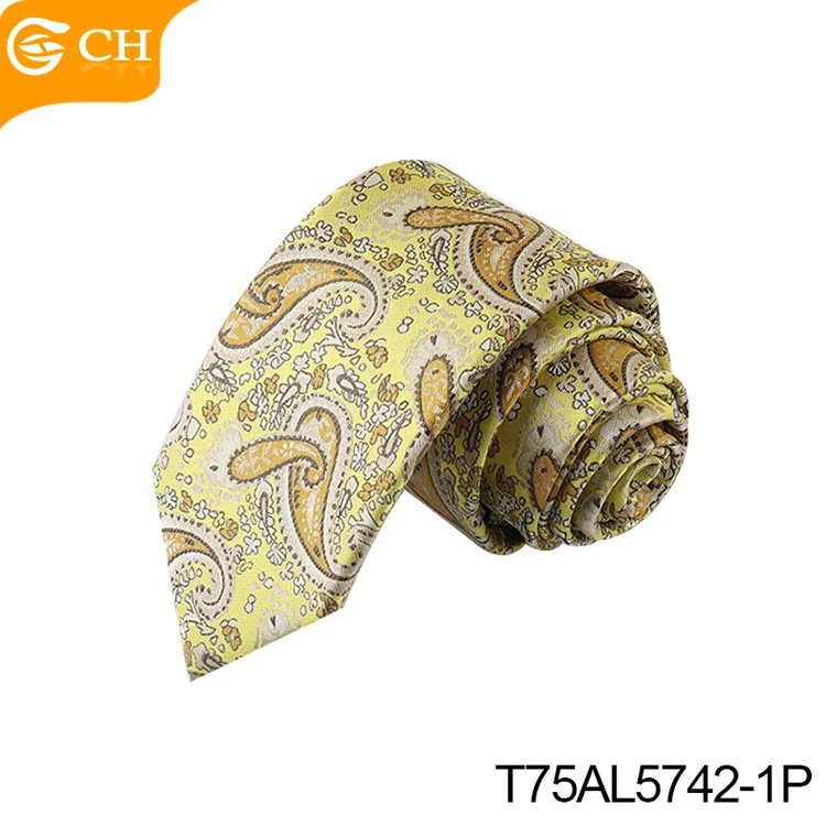 OEM ODM профессиональный поставщик галстук повседневный элегантный Пейсли Цветочный желтый на заказ причудливый Королевский синий из полиэстера
