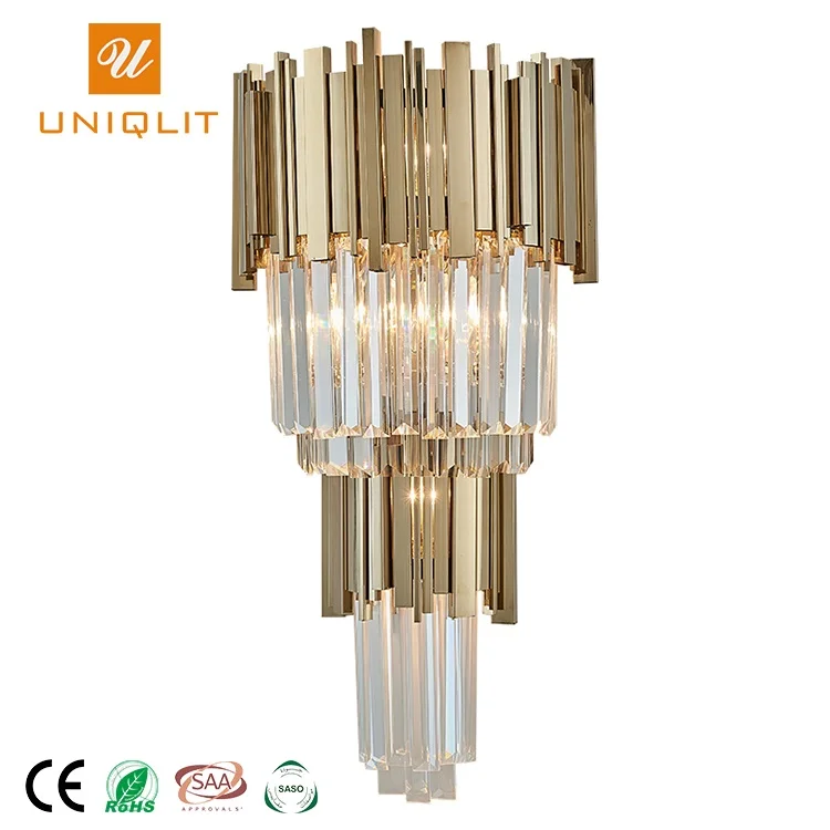 Best Seller Antique Art Deco 40W Bedside Hotel Decoration Crystal Wall Light