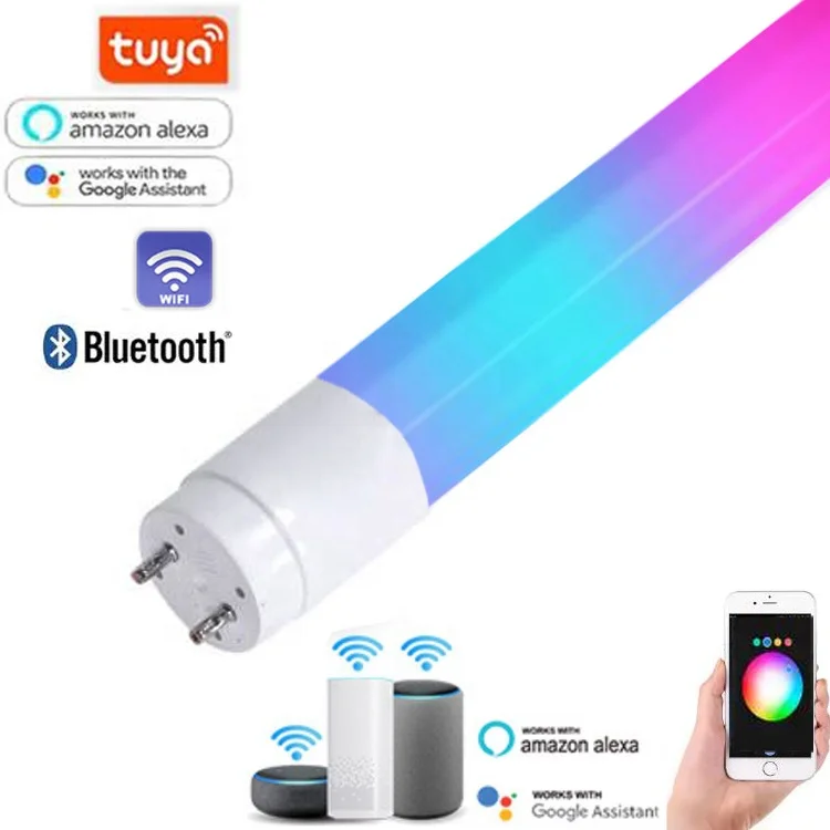 manufacture Japanese hot jizz  video T8 G13 85-265VAC 4FT 5FT TUYA WIFI Voice control  google home alexa fluorescent LED tube