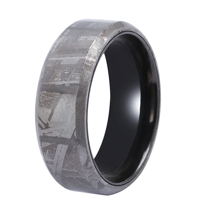 Stainless steel antler inlay meteorite ring men rings