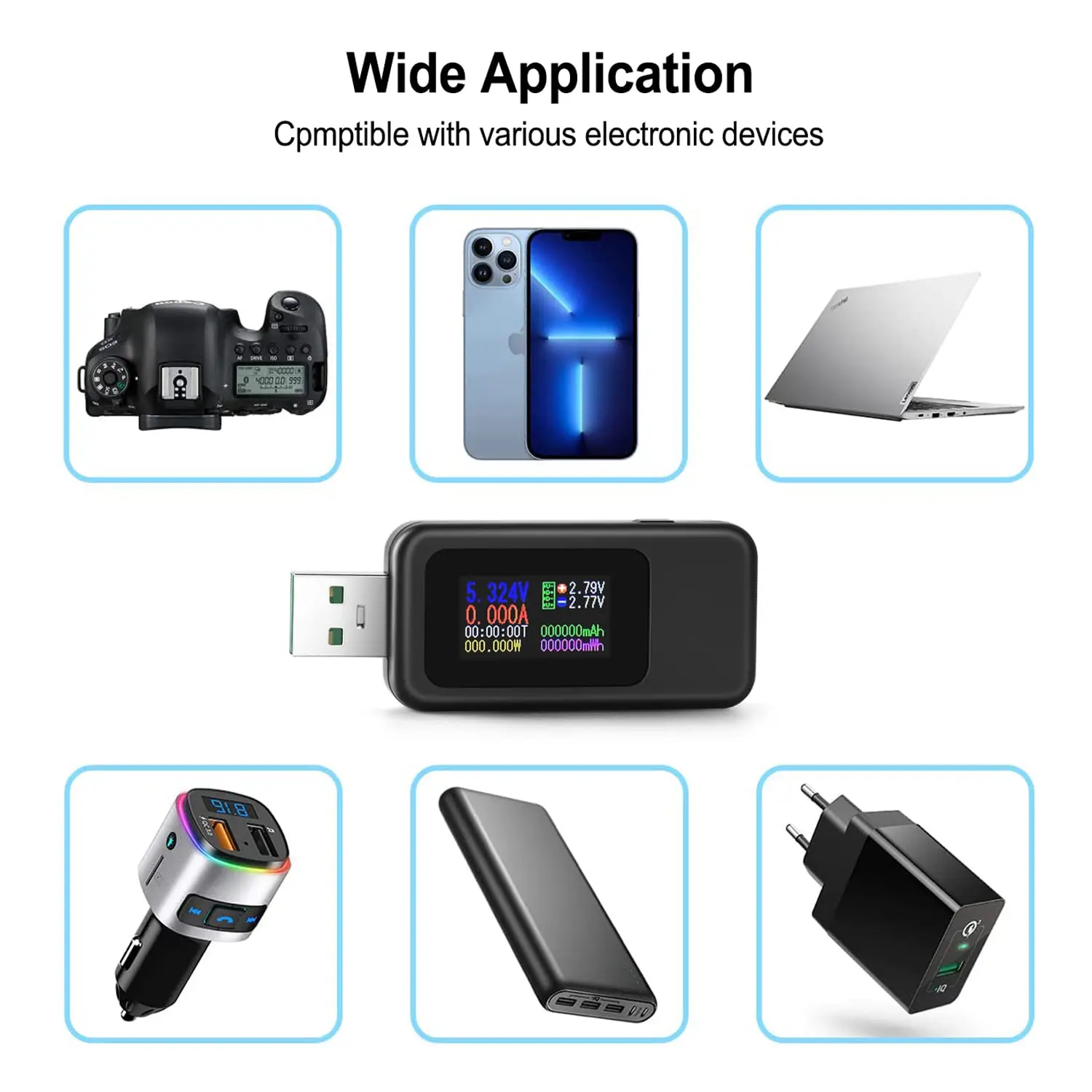 USB Tester Multimeter Digital Voltage and Current Tester Detector Voltmeter Ammeter Power Bank Capacity Tester