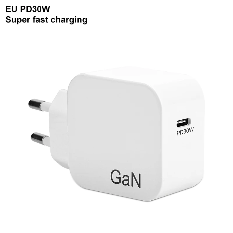 EU US UK Plug 30W GaN Charger QC4.0 PD маленькое Usb C быстрое зарядное устройство с по