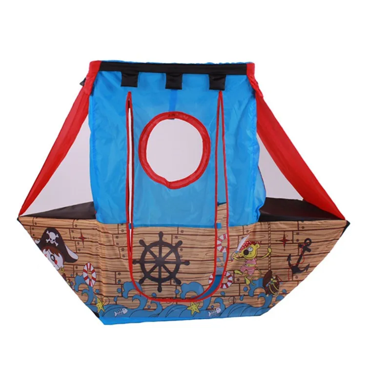 Kids Indoor Playhouse Pirate Ship Tent for Children with Ocean Balls Foldable Toy House Outdoor for Boys And Girls Gift