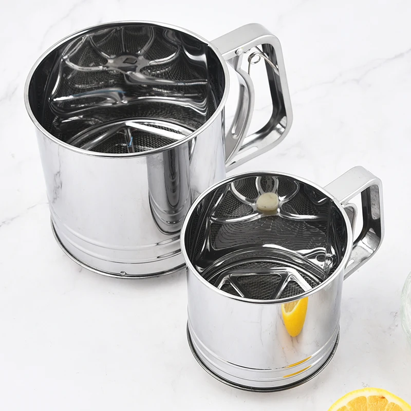 Baking Tools Stainless Steel Hand Squeeze Flour Sifter
