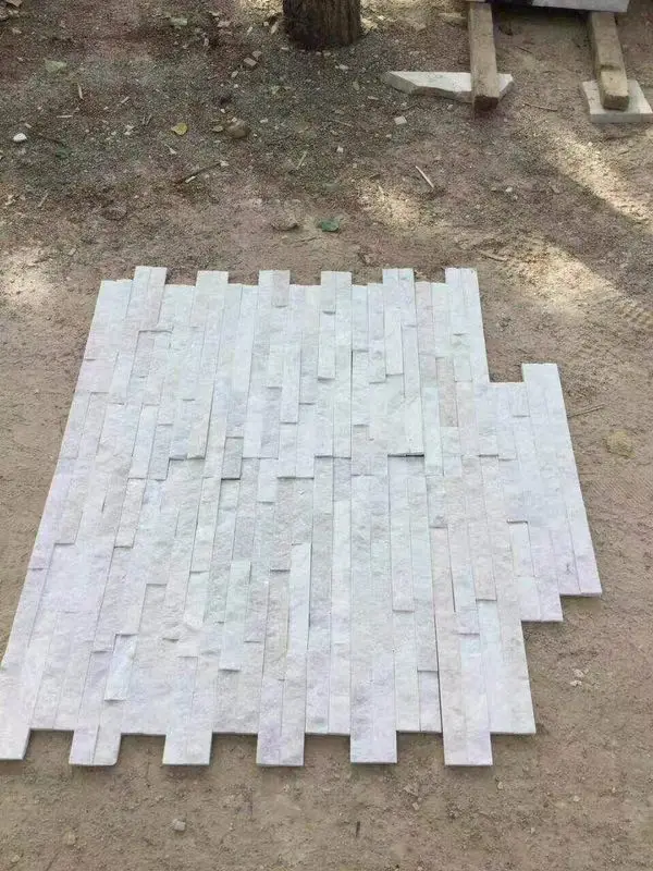 3d decoration white quartz split face cladding stone tile wall panel picture