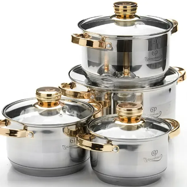 LFGB food grade cookware set 8pcs stainless steel cooking pot set kitchenware casserole pot