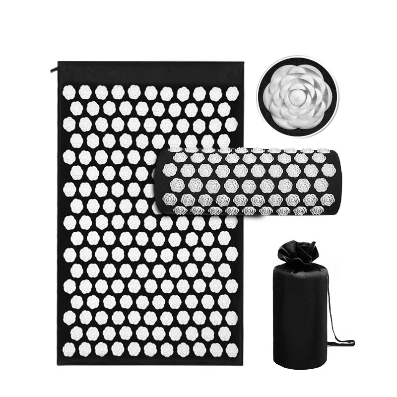 organical black shakti accupressure mat and pillow set acupuncture massage mat spike mat