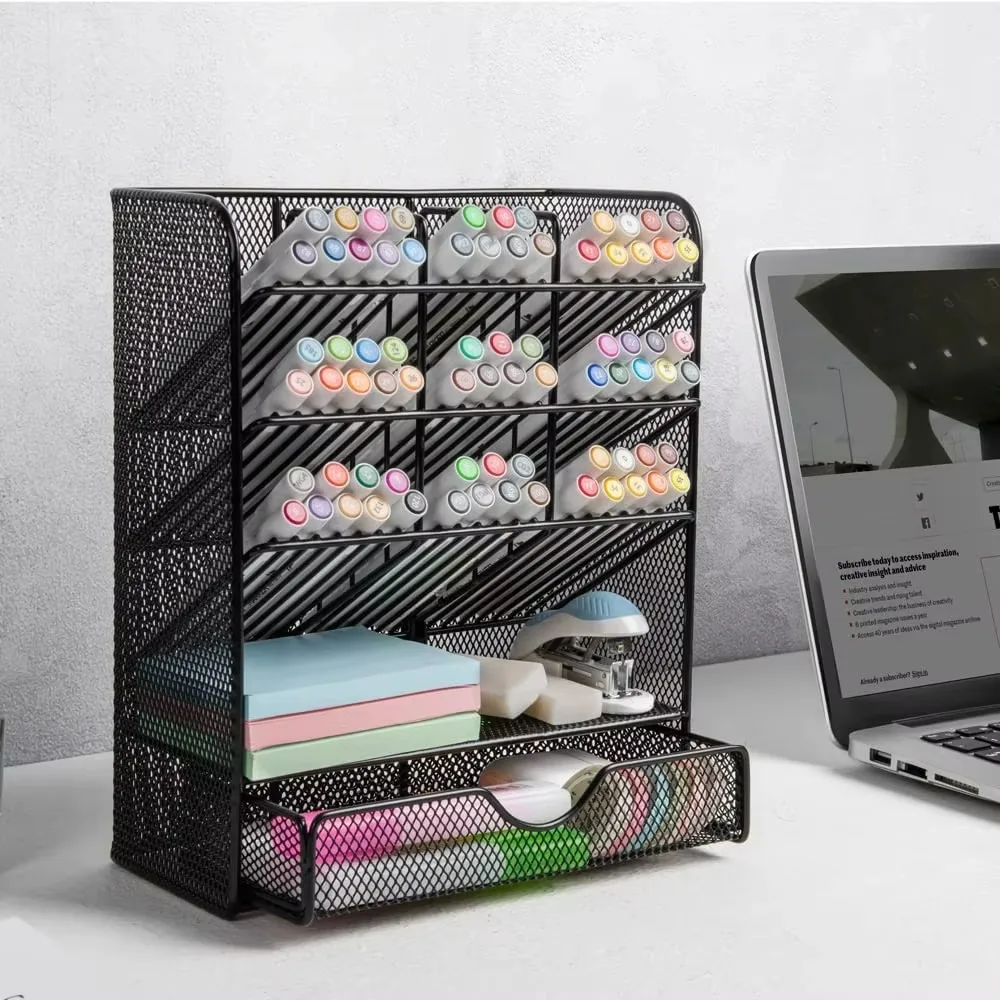Home Office Mesh Desk Organizer Multi Functional Pen Holder Pen Organizer for Desk Desktop