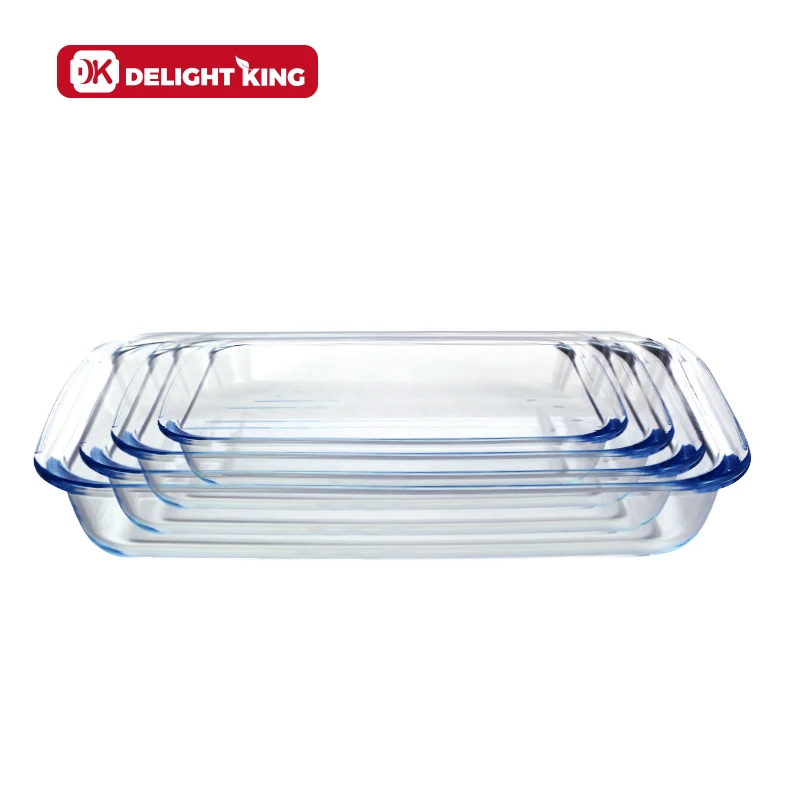 Wholesale Oven Safe Borosilicate Glass Bakeware set heat resistant rectangular glass baking dish