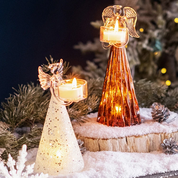 Hot selling 21cm glass angel lamp candlesticks European style night lights Christmas decorations decorations wedding gifts