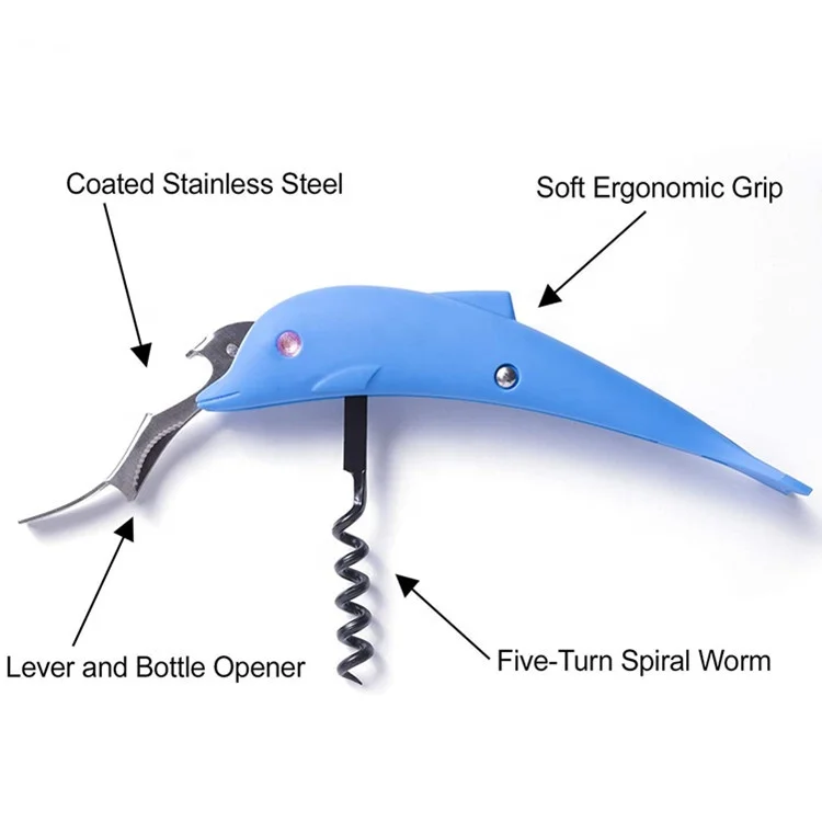 Animal multi dolphin shaped wine bottle opener corkscrew