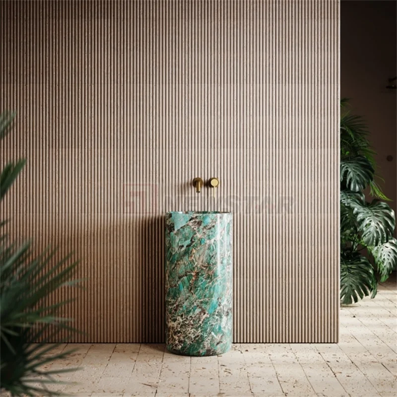 Bespoke Amazonite Green Marble Pedestal Sink Washbasin Bathroom Hammam Modern Marble Pedestal Sink
