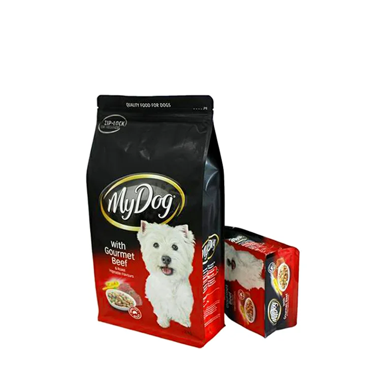 Custom Resealable Flat Bottom Cat Dog Food Feed Pouch Eco Friendly Plastic Travel Recyclable Pet Food Packaging Bag