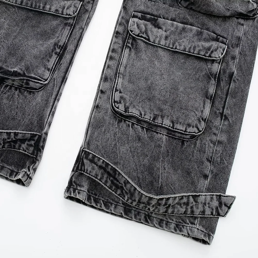 GDTEX ODM OEM jeans manufacturer women cargo pants with side pockets cargo jeans women