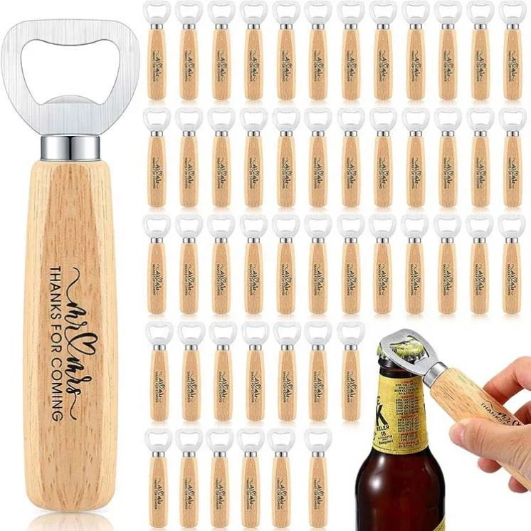 Customize Cheap Blank Laser Engrave Beer Bottle Opener Wood Bottle Opener With Wooden Handle