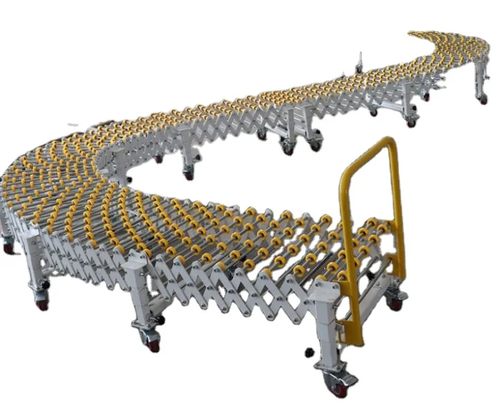 Flexible stainless steel ABS skate wheels  flat belt  roller conveyor  for logistic loading  carton box sorting in DWS systems