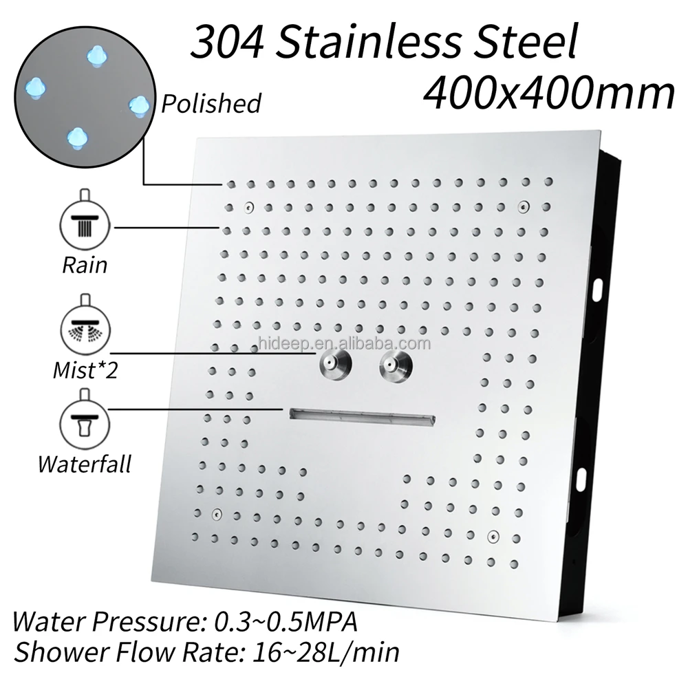 five functions thermostatic shower mixer valve Led shower faucet set