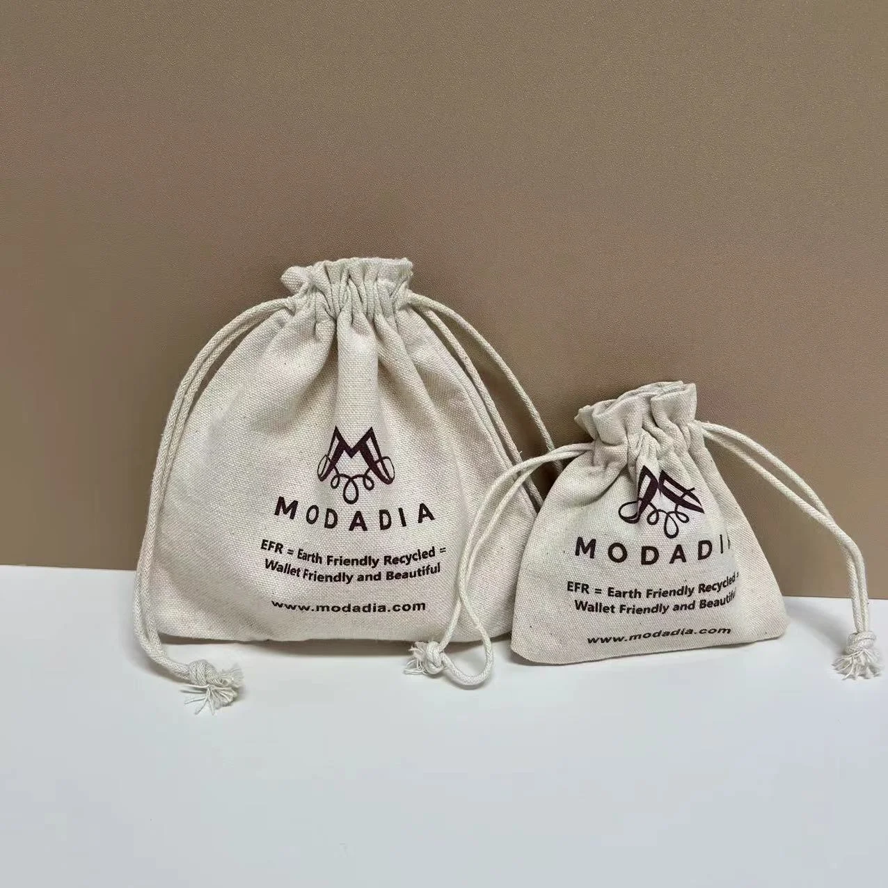 Cotton Drawstring Bags Good Quality Custom Logo Portable Reusable Printed Gift Canvas Cotton Double String Dust Drawstring Bag