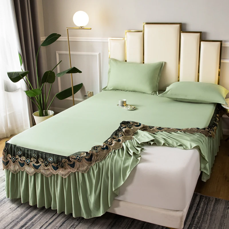 2023 New Polyester Embroidered Bazaar Style Bed Skirt
