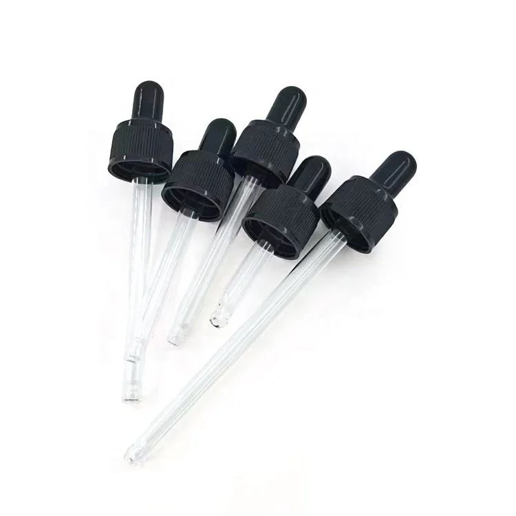 black glass custom oil dropper kit pipette child proof 40 ml luxury glass graduated dropper pipettes plastic cap for bottles