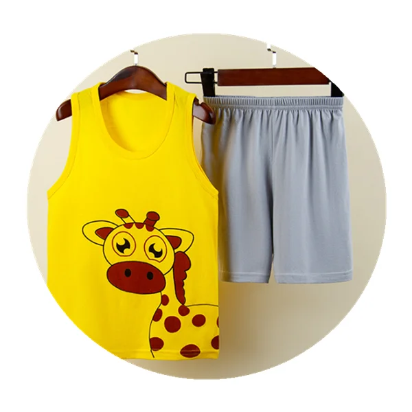 
100%Cotton Summer kids Clothing Sets For 3~8 years kids Girl Boy Clothes Suits Sleeveless Vest+Shorts pants 