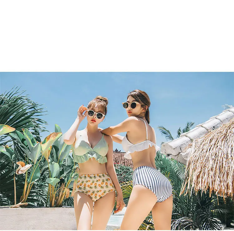 Floral print fringe beautiful swimsuits transparent quality sling free shipping suppliers high waist swim wear bikini