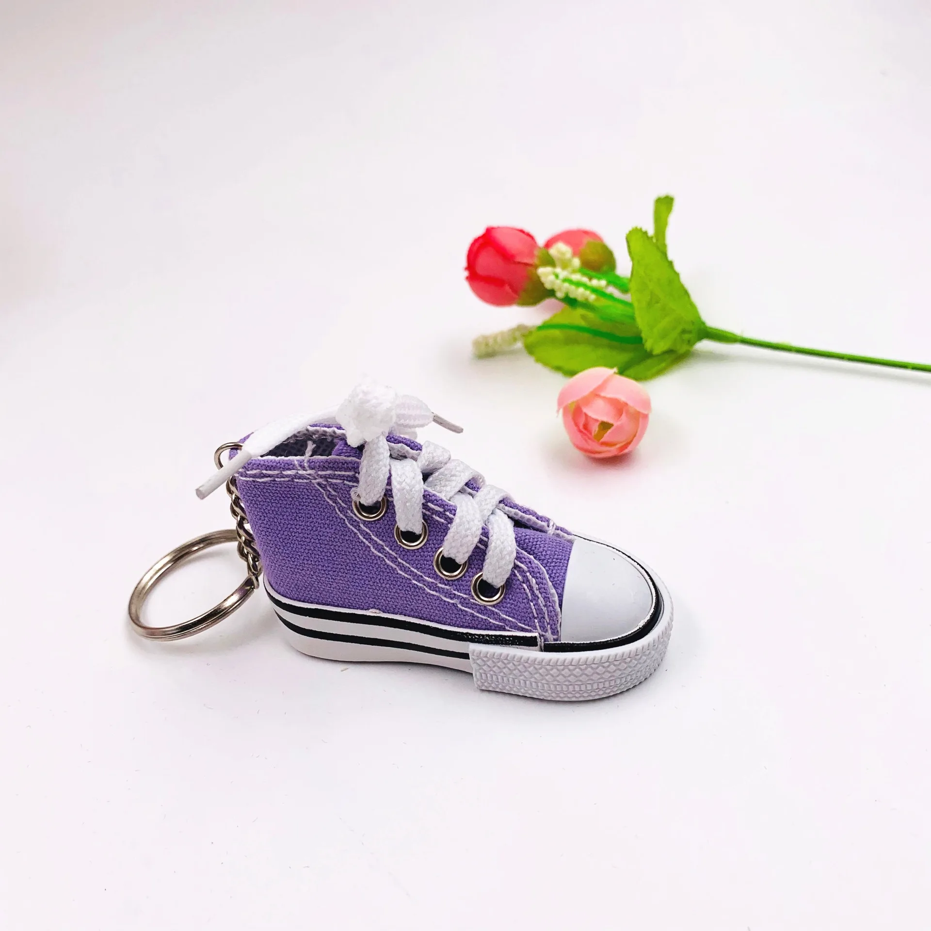 Wholesale hot mini sports shoes 3D canvas shoes car key chain couple bag pendant mini Converse  shoes key chain