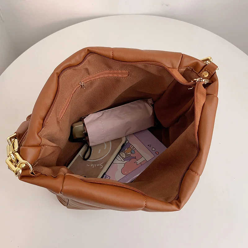 Customize New Design Unique Fashion Luxury Quality Eco Friend Pu Handbag Puffer Tote Bag For Women