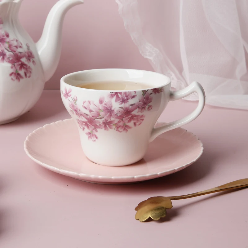 SU92 Wholesale Porcelain High End Ceramic Afternoon Coffee Cup And Saucer Tea Set