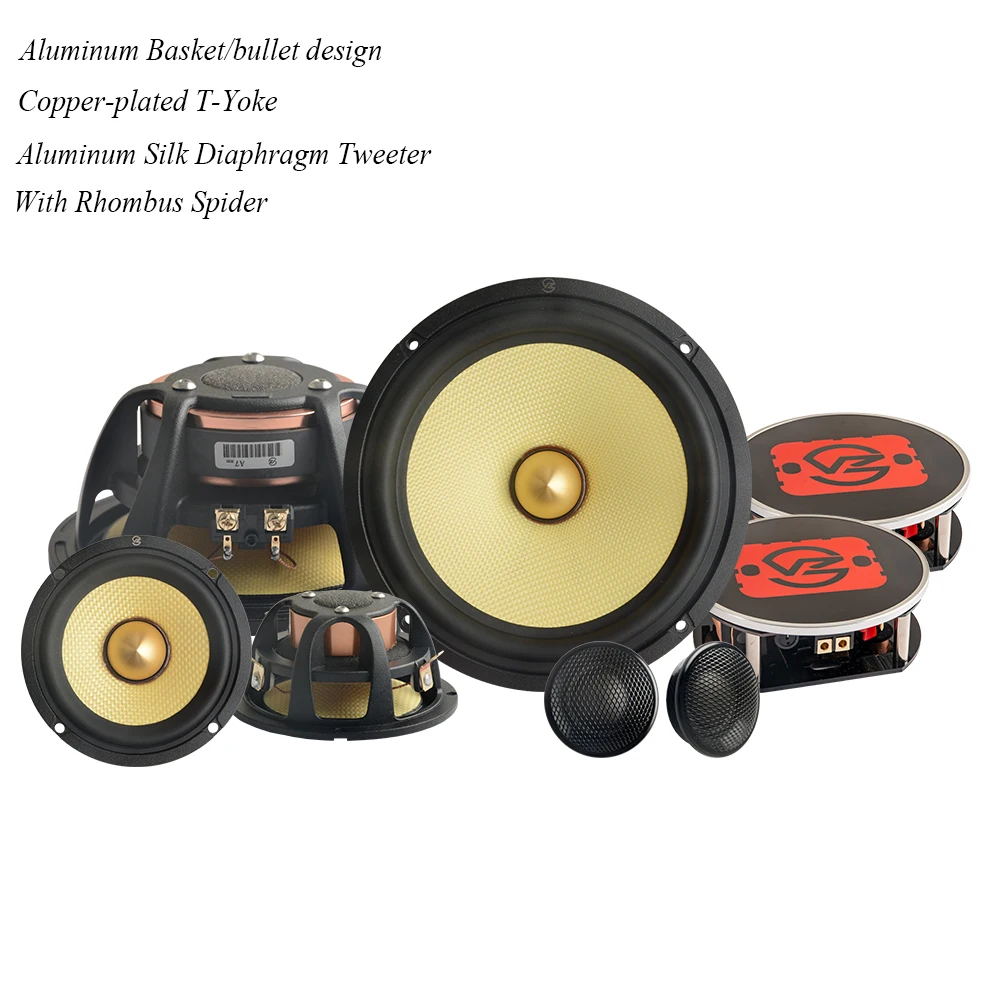 New look Yellow kelvar cone Hot Sale Factory Direct Supplier 3-way Auto Car Component loudspeaker