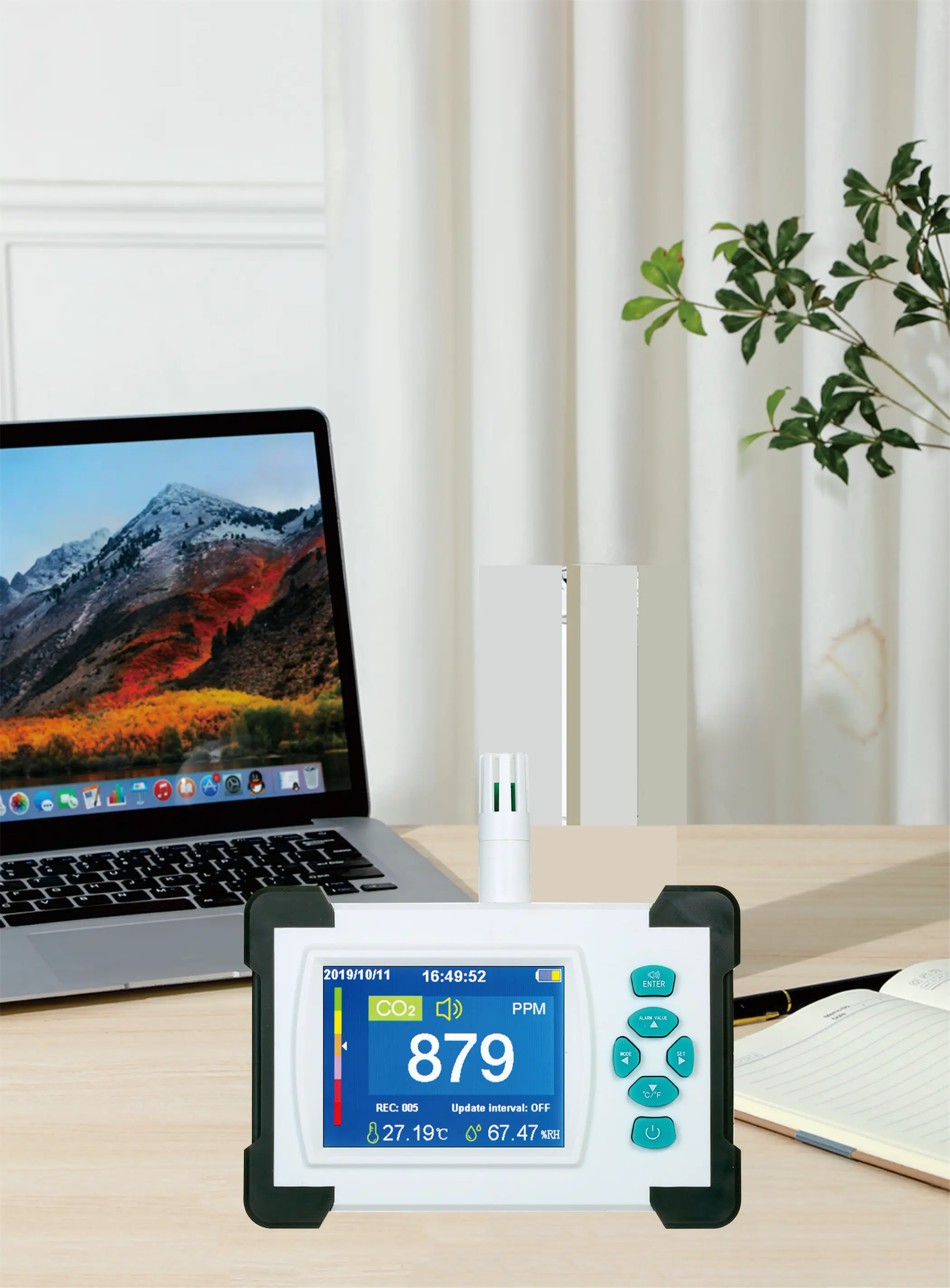 Air Quality Detector Indoor Air Quality Meter Digital CO2 Meter CO2 Monitor Gas Analyzer 9999ppm CO2 Analyzers PDF datelogger