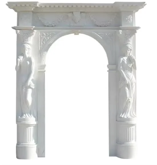 Hand Carved Custom Size Sculpture White Marble Outside Archway Stone Door Frame
