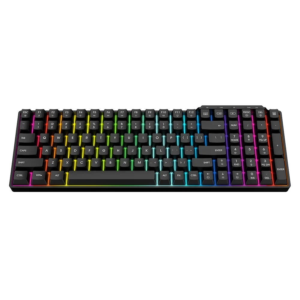 Wired/2.4G wireless/Blue tooth gaming keyboard for Windows Mac PC Gamer Membrane RGB Gaming keyboard