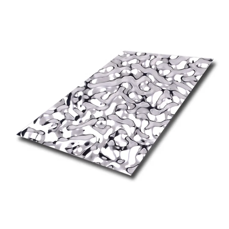 304 8k stamped water ripper finished stainless steel sheet 3D metal panel for ceiling and wall panel decoration