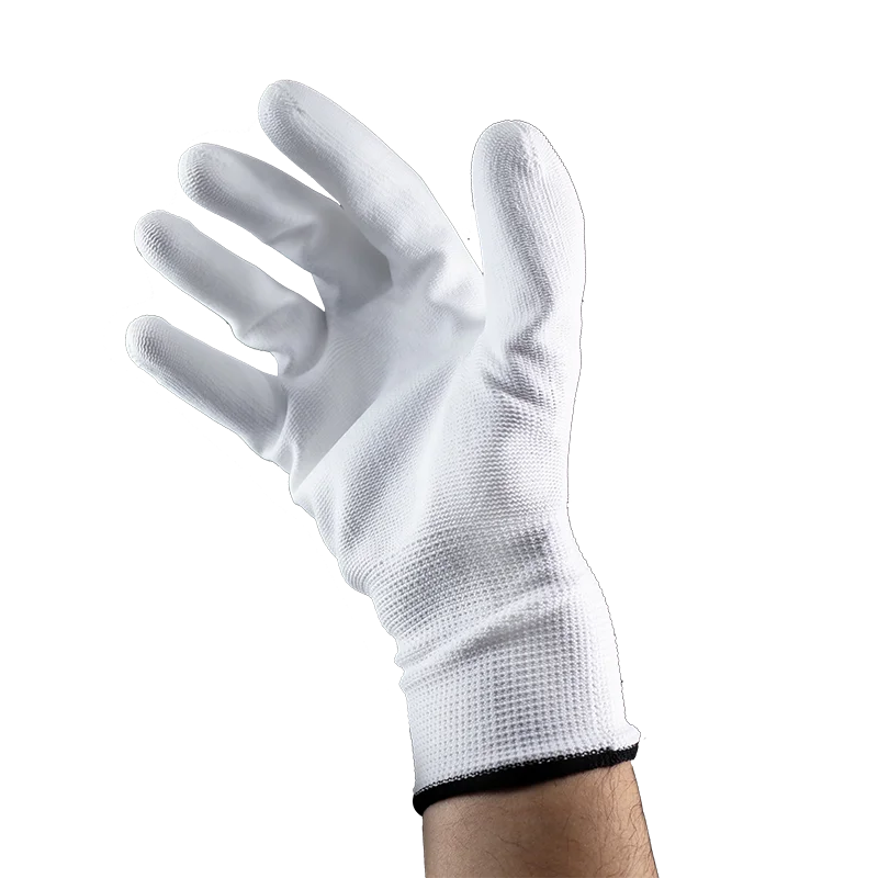 Hot Selling White Nylon Pu Coated Nylon Gloves Construction Work Safety Pu Work Gloves Thin Work Gloves