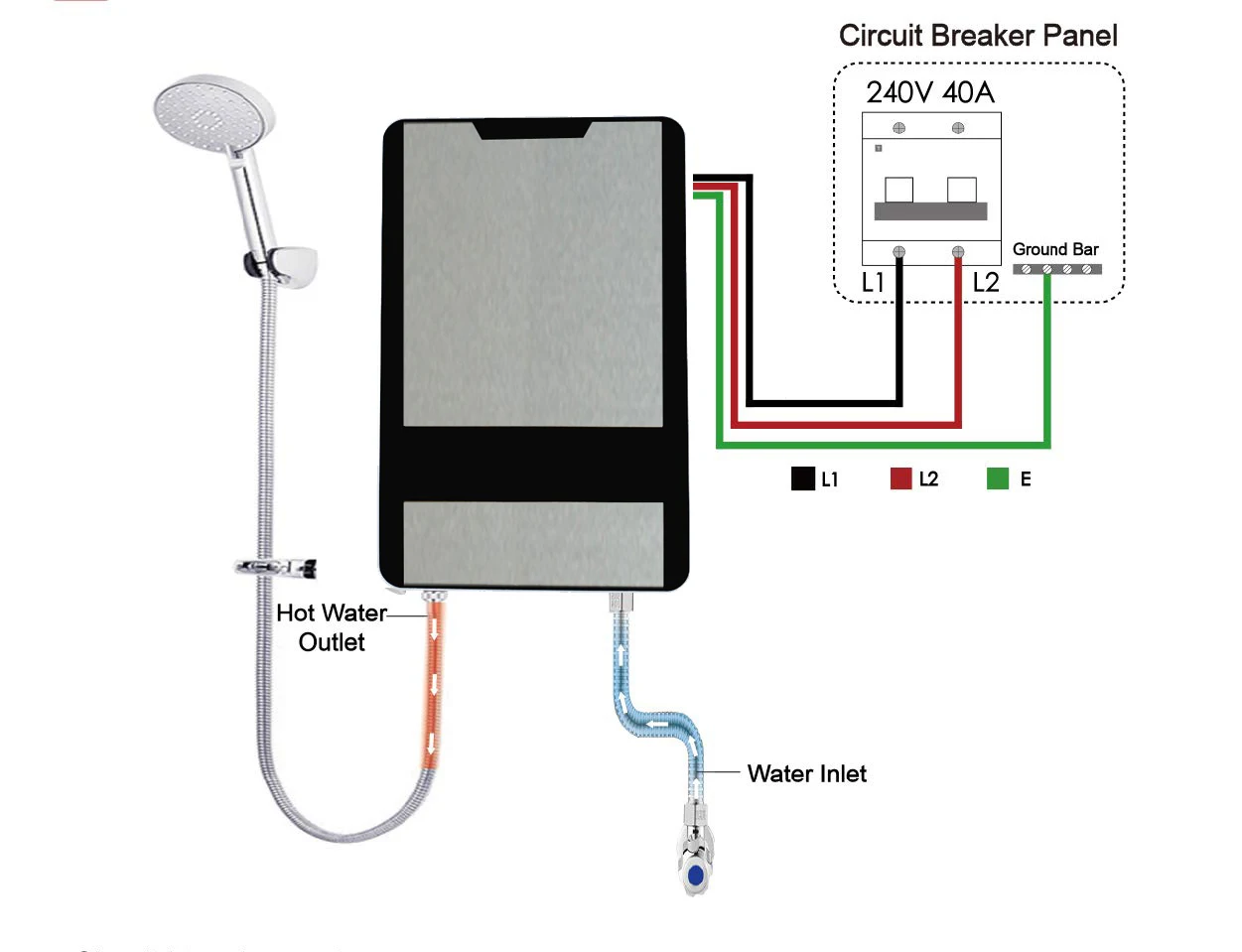220-240V 6.5kW Instant Electric Shower Water Heater Hot Sale for Malaysia/Philippines/Singapore/Thailand/UK markets
