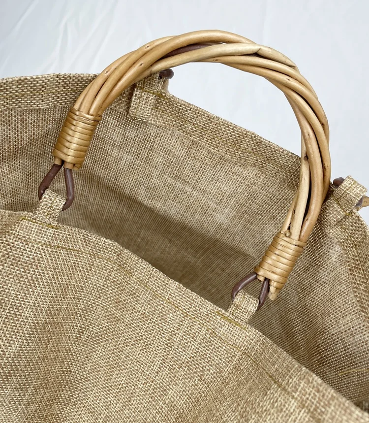 New fashion lady knitting handmade linen wicker rattan patchwork basket weave bag