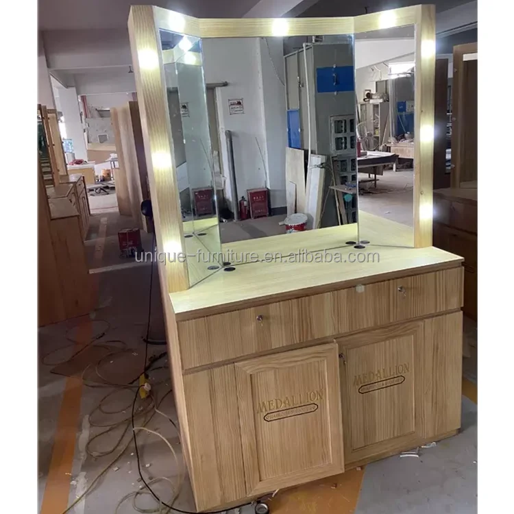 Barber Shop Equipment Supplies Hair Dresser Salon Furniture Set Styling Mirror Stations For Sale