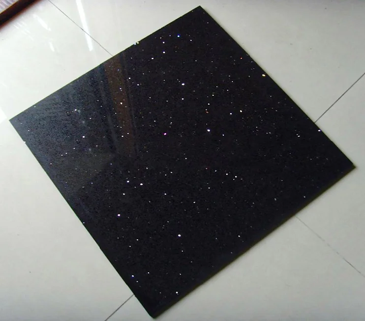 BOTON STONE Black High Glossy Mirror Artificial Kitchen Countertop Black Composite Stone Quartz Stone Floor Tile