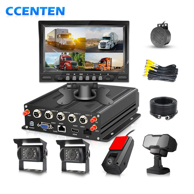Digital 1080P Camera Truck Bus Car Black Box Dashcam 3G 4G gps ai cctv mobile Wifi GPS MDVR DVR 4CH 7Inch Monitor Camera System