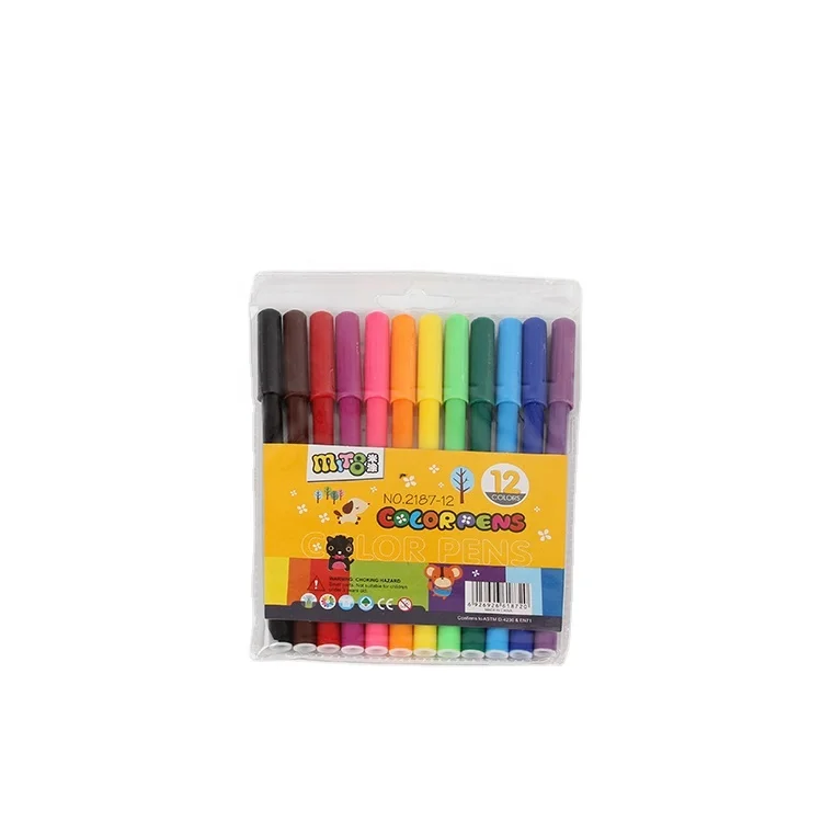 6 Colors Washable Non-toxic Felt Tip Fiber Tip Thin Felt Pen Water Color Pen for Student Kid Art