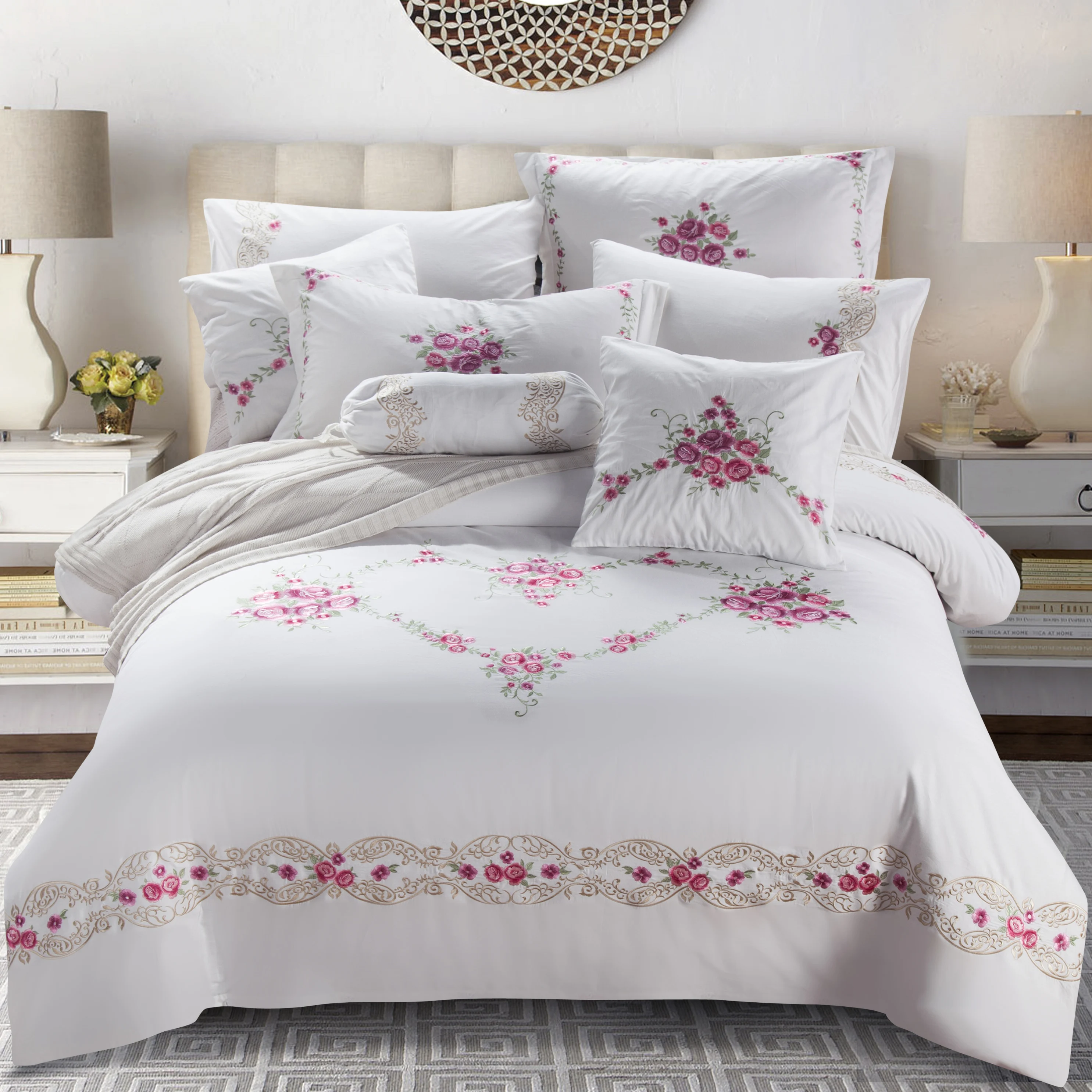 KOSMOS Bedding Embroidery Home Wholesale Microfiber Comforter Set
