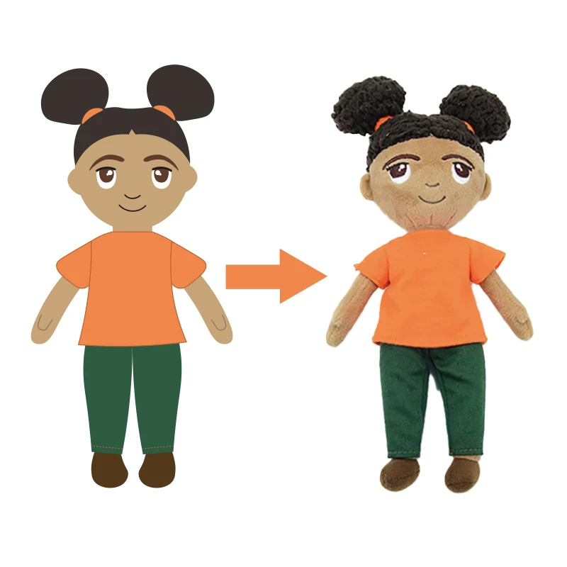 Custom black girl doll cartoon doll plush toy doll