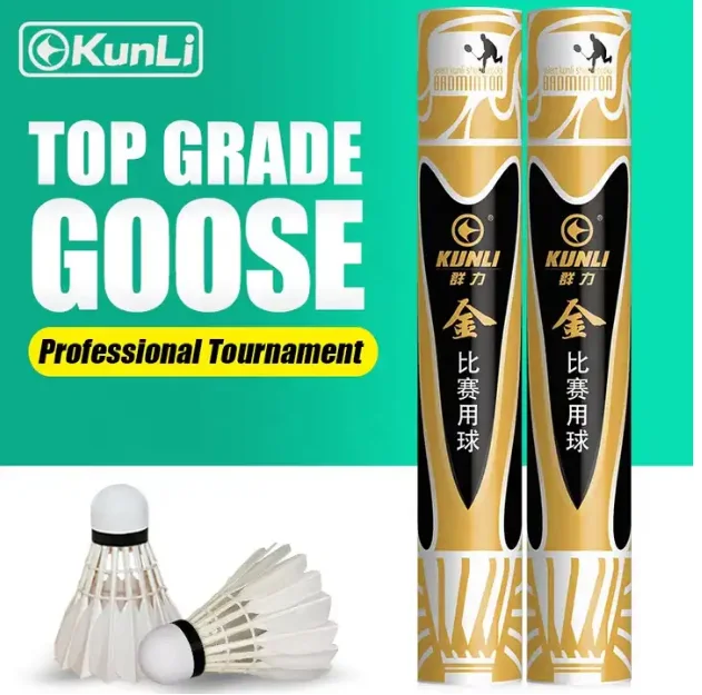 Kunli Natural High Quality  Goose Feather Badminton Ball Shuttlecock For Professional Tournament