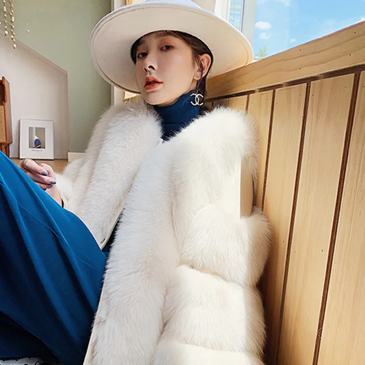 Factory wholesale custom spot winter Solid fox fur jacket short women real fox fur coat luxury natural fur coats fox mink coat