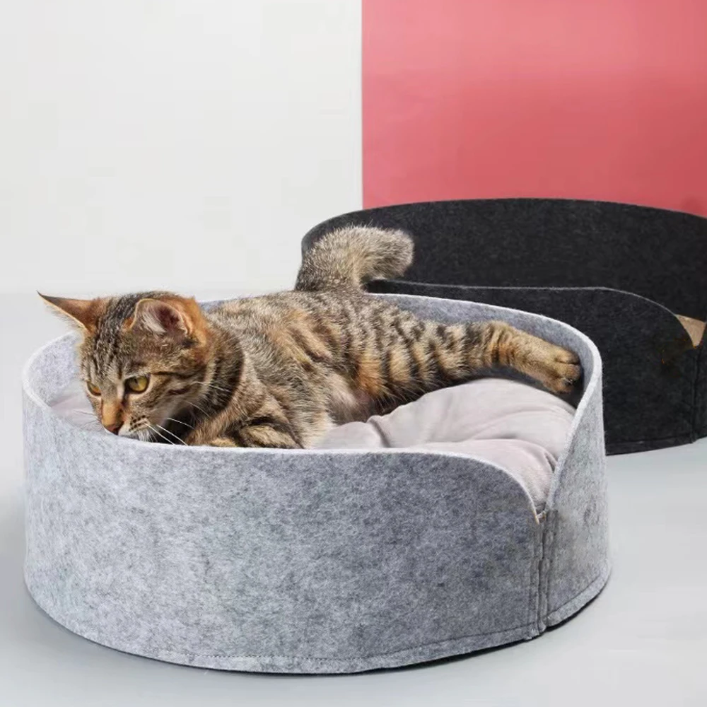 Warm and Cozy Handmade Pet Be Felted Cat House Natural Wool