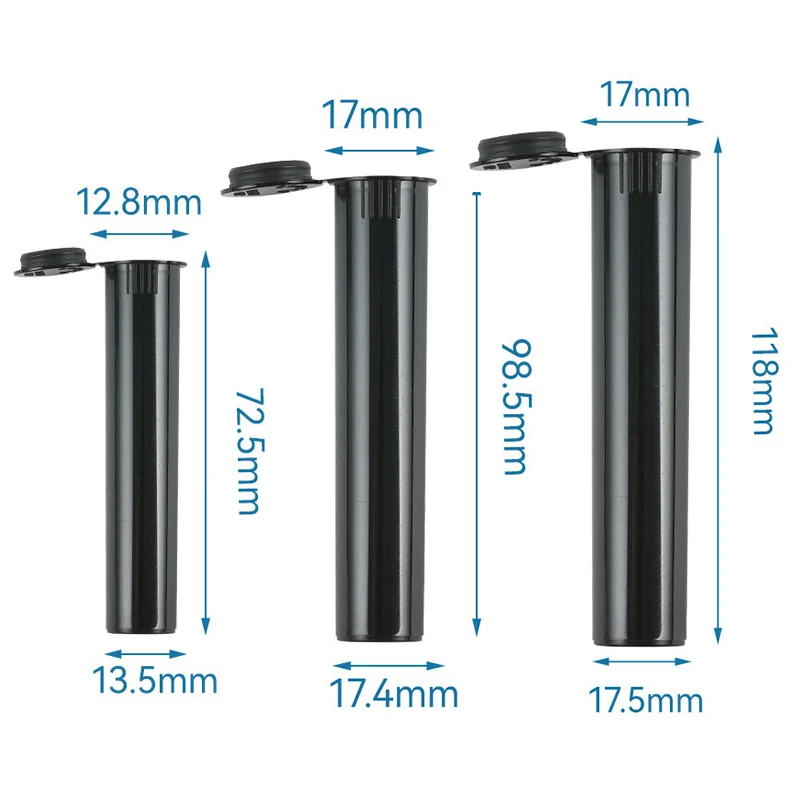 Wholesale customization Pop Top Child Resistance Tubes 13mm Diameter Plastic Tubes 72.5 96 116 120mm